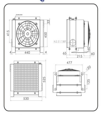 2040 HİDROLİK SOĞUTUCU YAN TİP 450X450X63 160LT/DK 12 VOLT